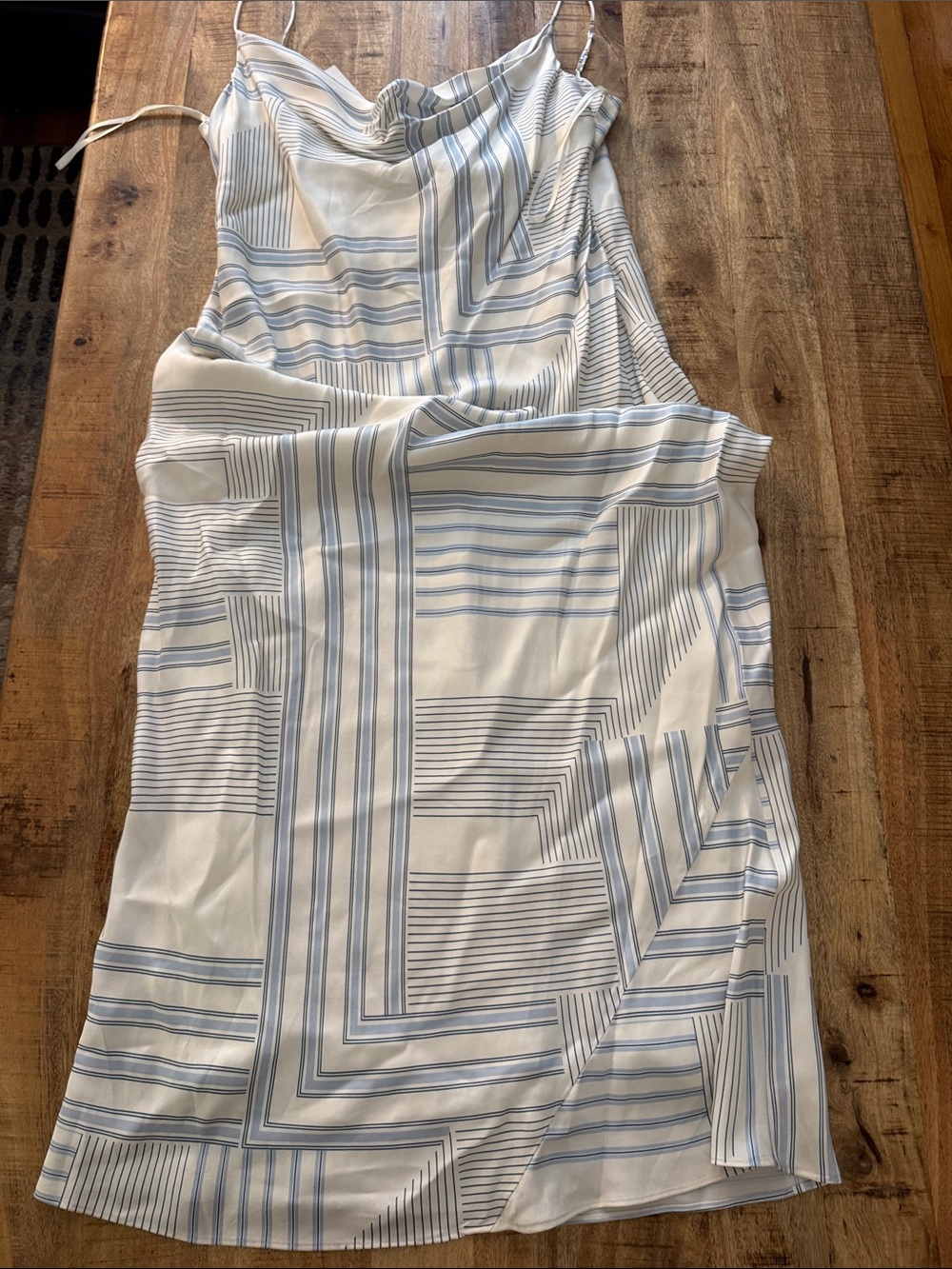 Veronica Beard Madison Dress Cream and Light Blue Striped Slip Maxi Dress NEW 16 - Picture 3 of 8